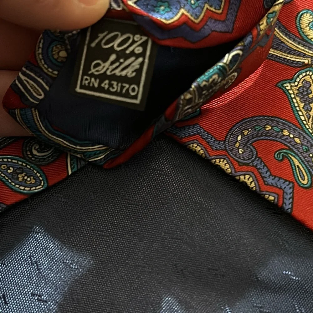 NWT Vintage Sheaf & Caber 100% Paisley Red Blue Teal Neck Tie, Original Sears